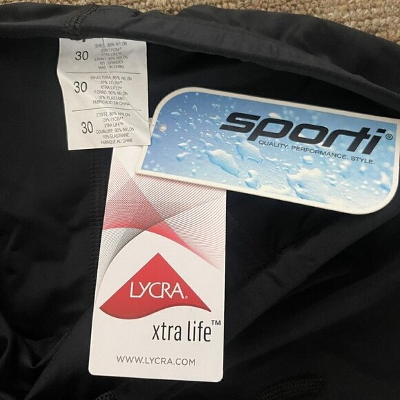 SPORTI Men's Solid Compression Jammer Swimsuit Black Sz 30 - Picture 5 of 7